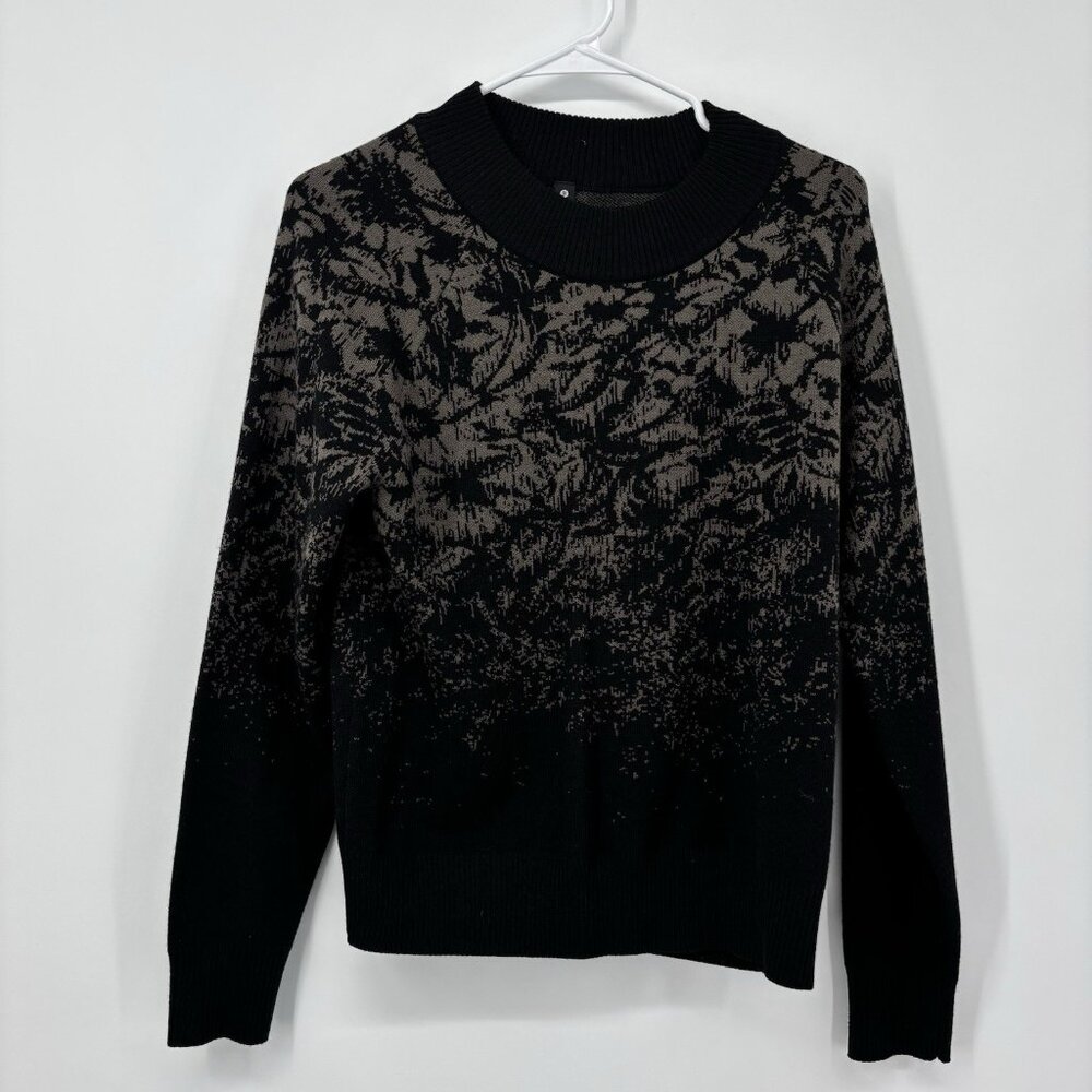 Athleta Merino Wool Sweater Size XS Black and Brown Crew Neck Pullover Fall